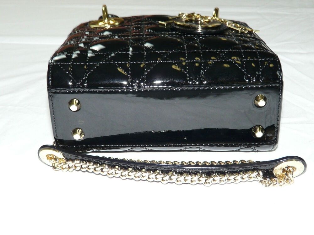 Mini Lady Dior Bag Black Patent Cannage Lambskin Certified by Rebag | MSRP $5500 - Picture 7 of 16